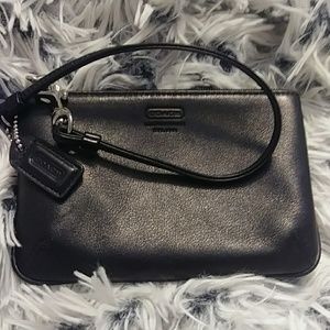 Black Leather Coach Wristlet